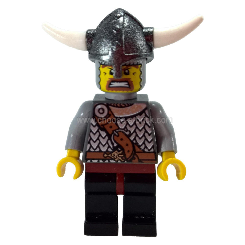 LEGO Viking Warrior vik008 with chainmail torso and horned helmet