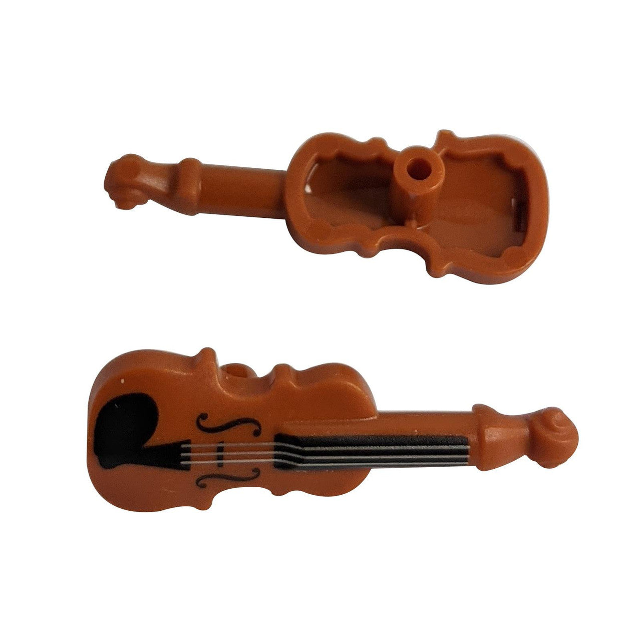 LEGO® violin accessory with printed strings and F-hole details part 69947pb01