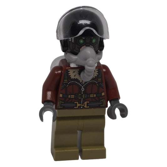 LEGO Vulture sh0775 minifigure front view with aviator helmet and oxygen mask