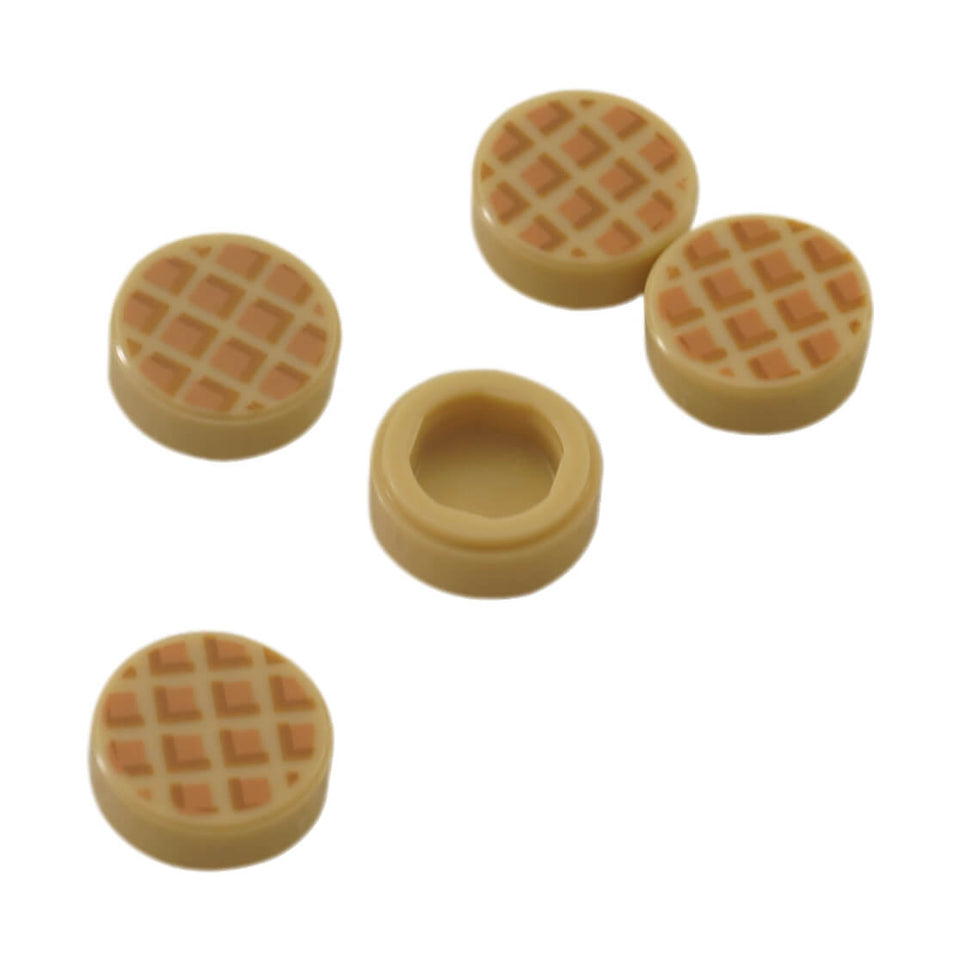 LEGO® round 1x1 waffle tile with printed waffle pattern