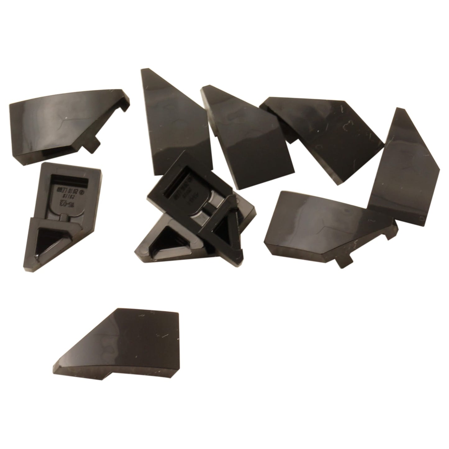 Black LEGO® wedge 2 x 1 x 2/3 right, part 29119, angled plate piece for slopes and structural detail