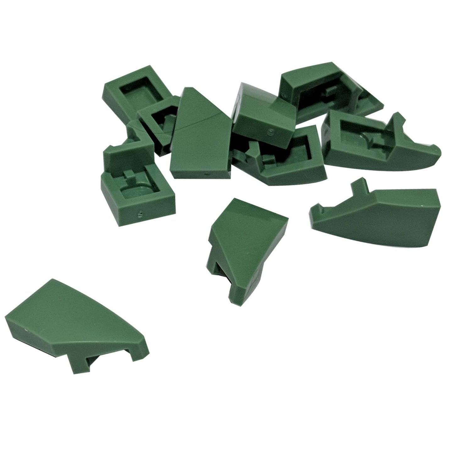 Sand green LEGO® wedge 2 x 1 x 2/3 right, part 29119, angled plate piece for slopes and structural detail
