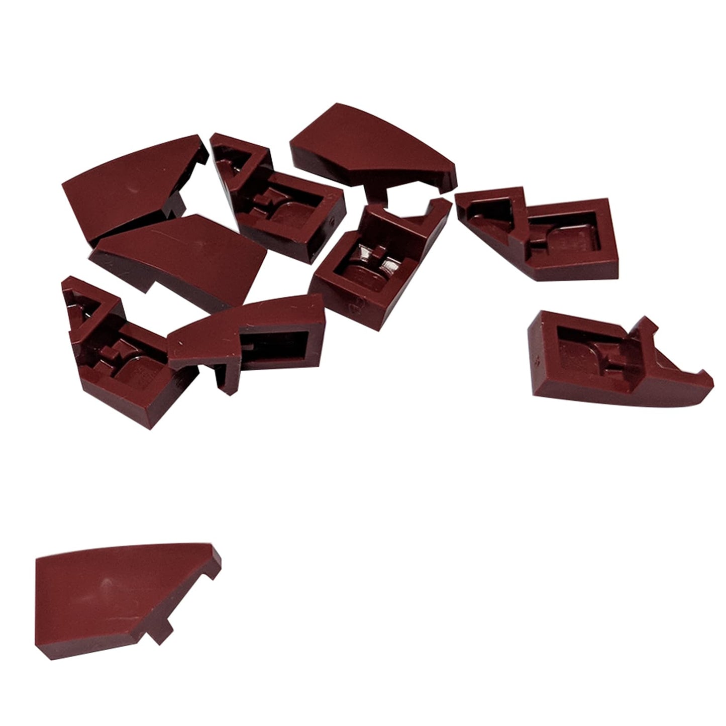 Dark red LEGO® wedge 2 x 1 x 2/3 right, part 29119, angled plate piece for slopes and structural detail
