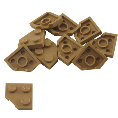 Wedge Plate 2 x 2 Cut Corner in dark tan LEGO® piece, part 26601, angled corner plate for building detail