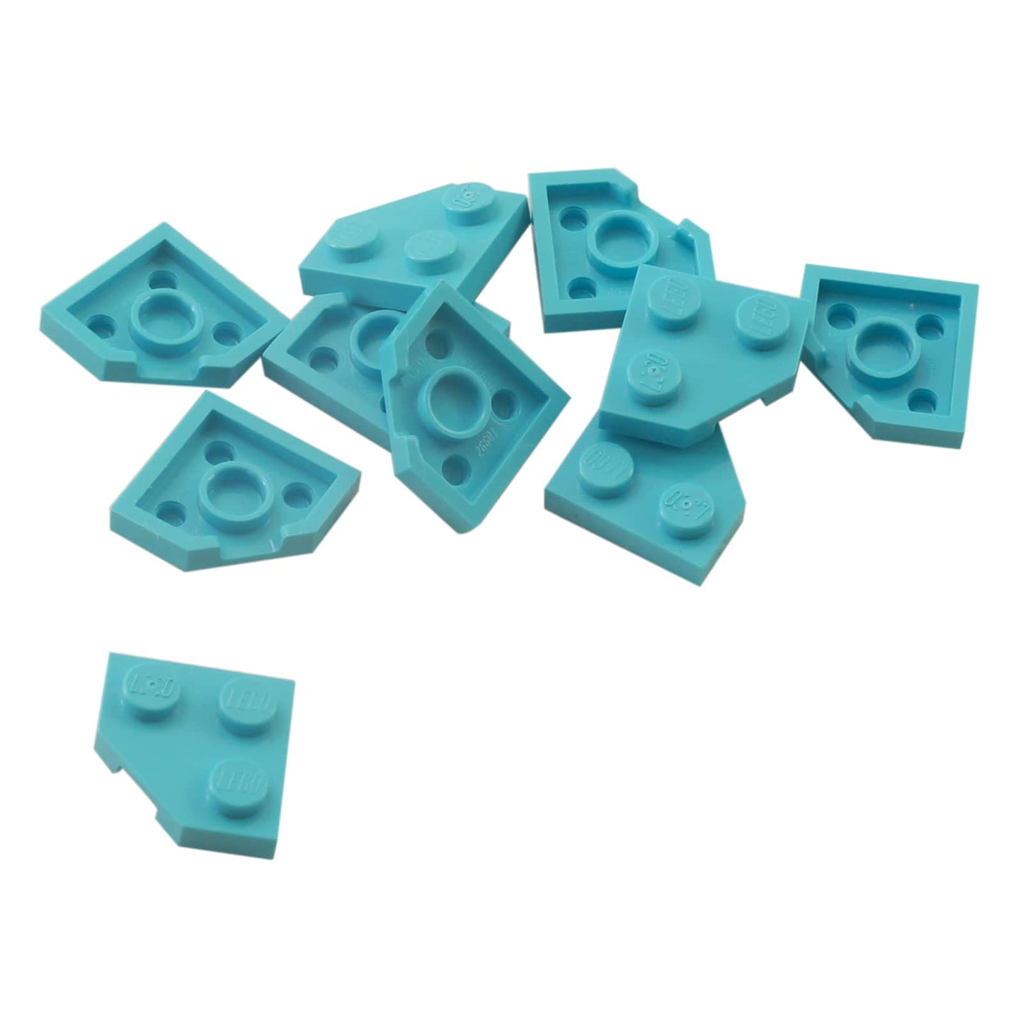Wedge Plate 2 x 2 Cut Corner in medium azure LEGO® piece, part 26601, angled corner plate for building detail