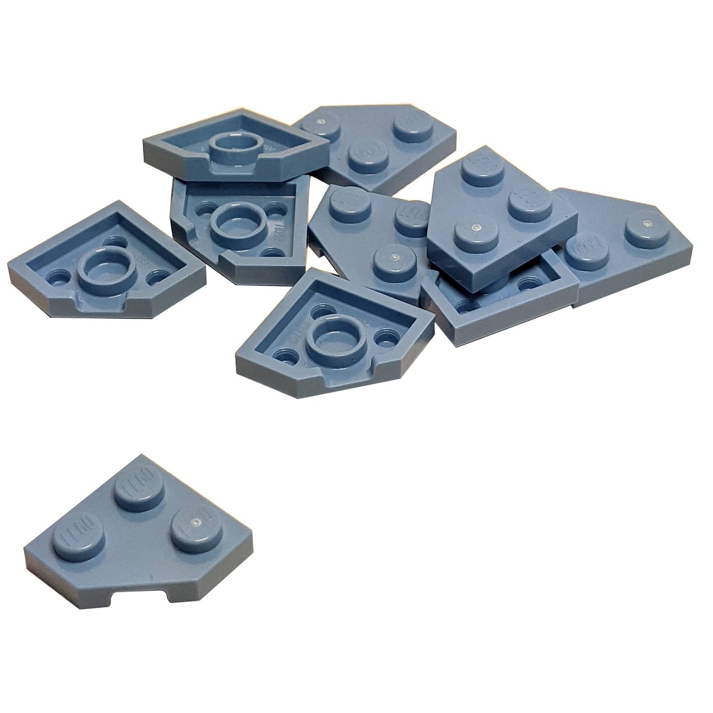 Wedge Plate 2 x 2 Cut Corner in medium blue LEGO® piece, part 26601, angled corner plate for building detail