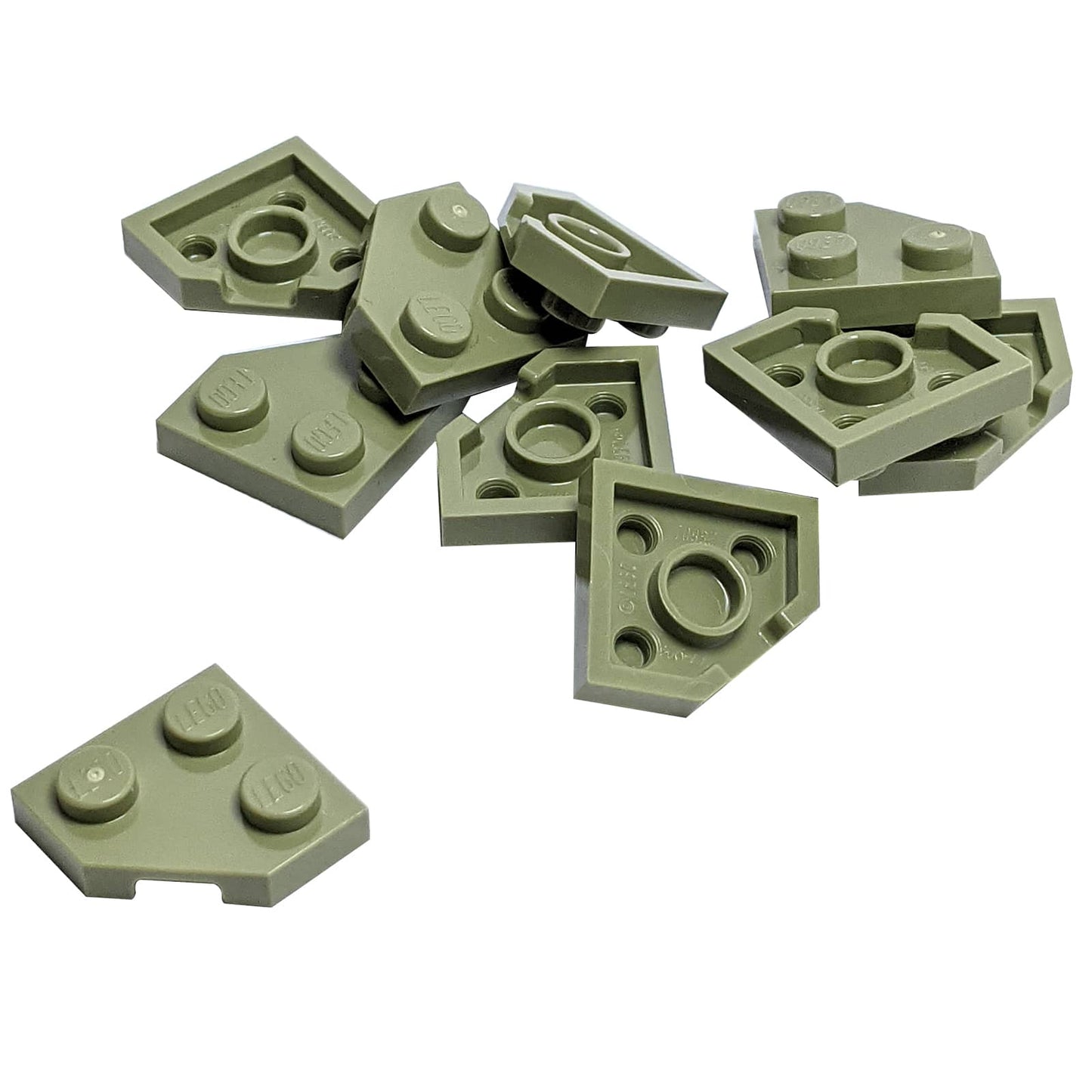 Wedge Plate 2 x 2 Cut Corner in olive green LEGO® piece, part 26601, angled corner plate for building detail
