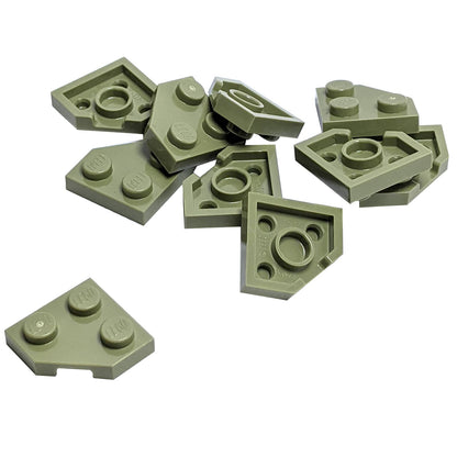 Wedge Plate 2 x 2 Cut Corner in olive green LEGO® piece, part 26601, angled corner plate for building detail