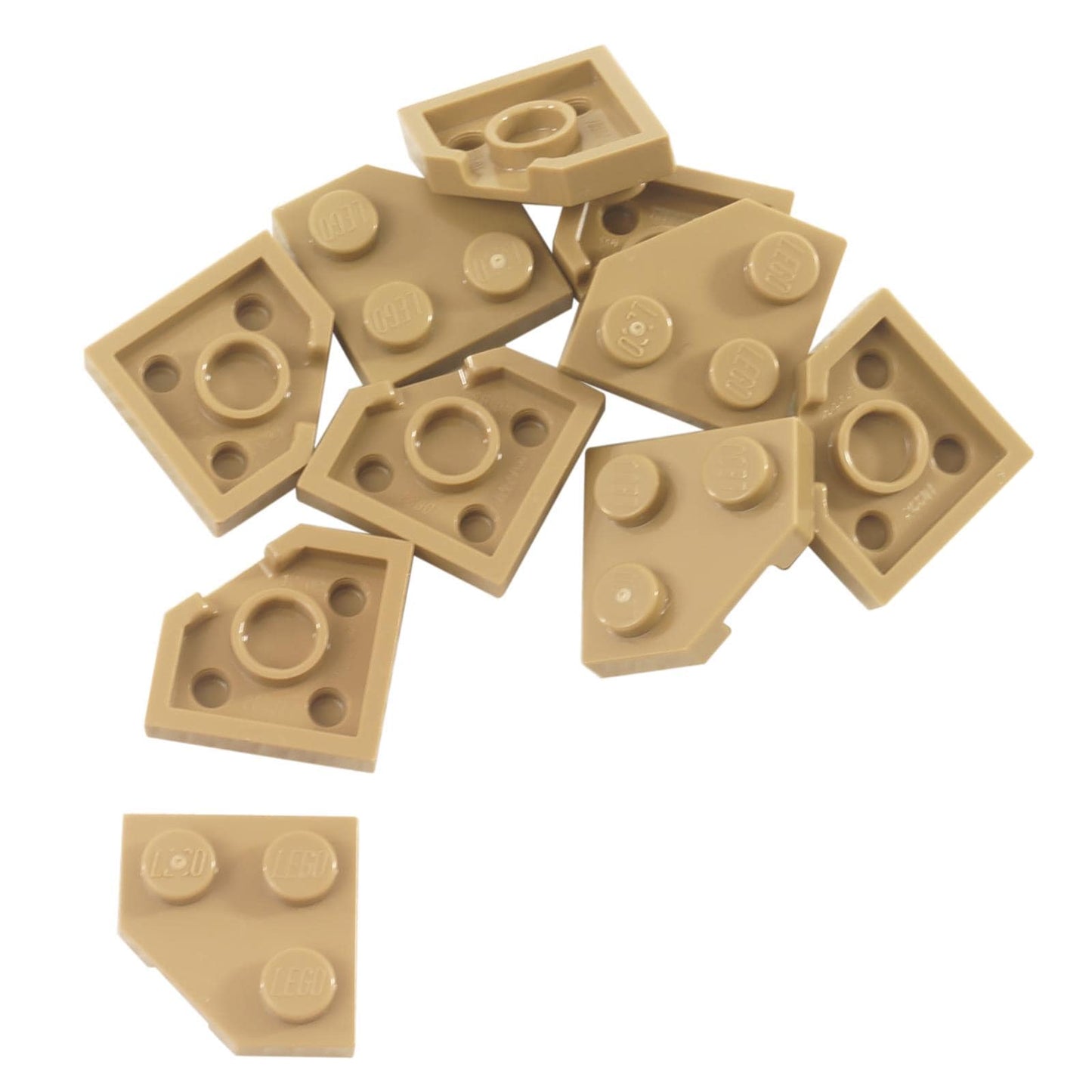 Wedge Plate 2 x 2 Cut Corner in tan LEGO® piece, part 26601, angled corner plate for building detail