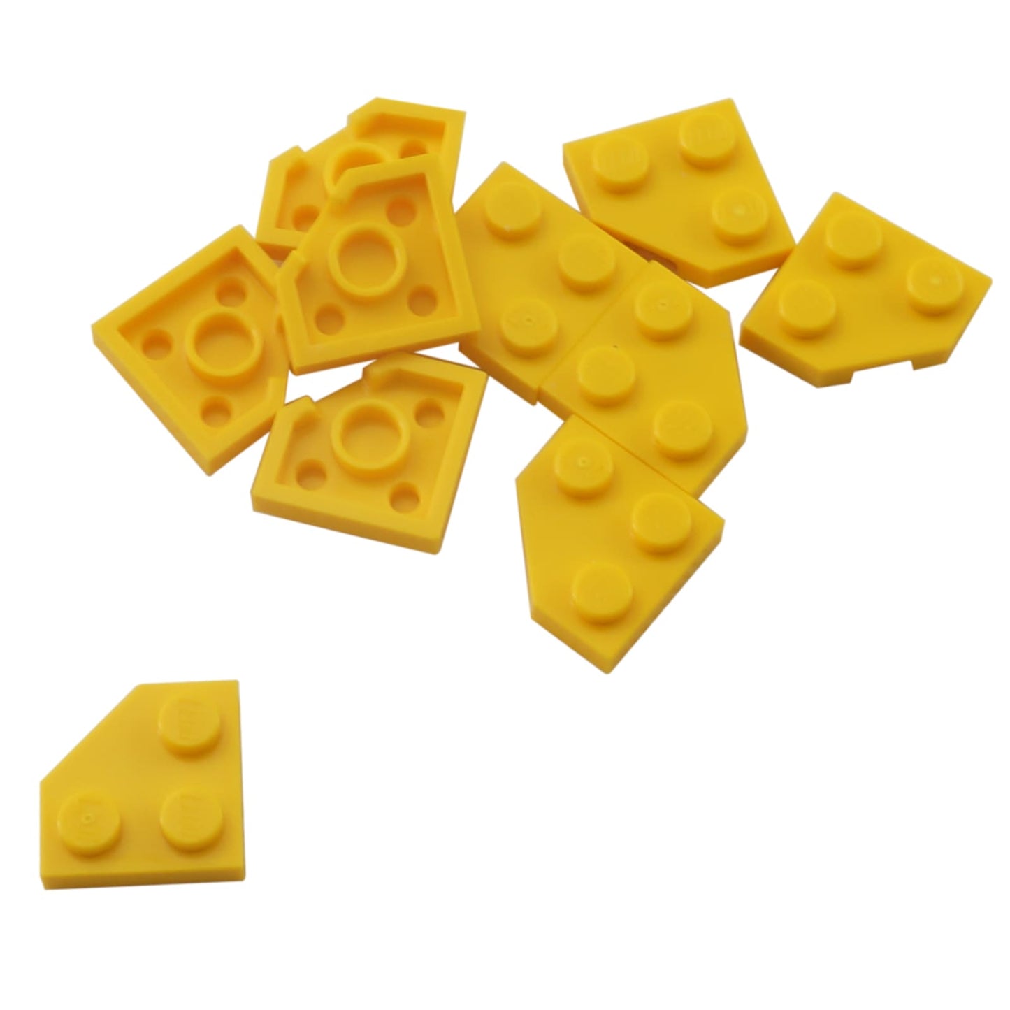 Wedge Plate 2 x 2 Cut Corner in yellow LEGO® piece, part 26601, angled corner plate for building detail