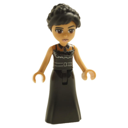 LEGO Wednesday Addams Minidoll (wed004) in her black sleeveless Rave'N dance dress with formal updo hairstyle.