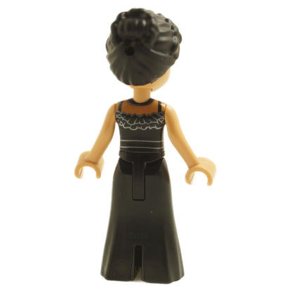 LEGO Wednesday Addams mini doll wearing black Rave'N dance dress with braided hair wed004
