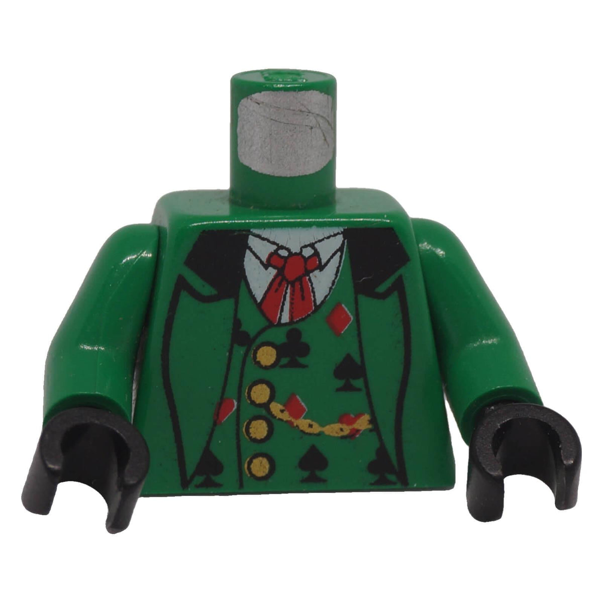 LEGO green Western torso 973px55c01 with card suit vest and gold fob print