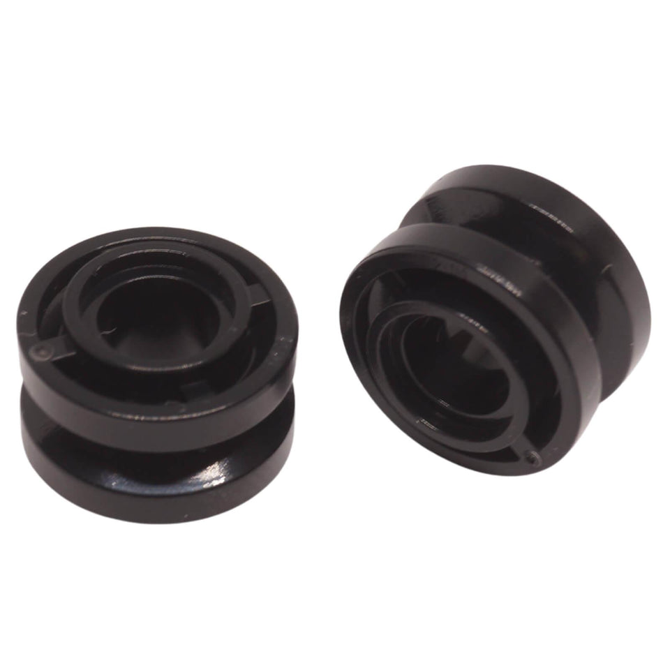 LEGO Wheel 11mm diameter x 8mm width with a center groove (Part 42610) for small vehicles and pulleys in black.