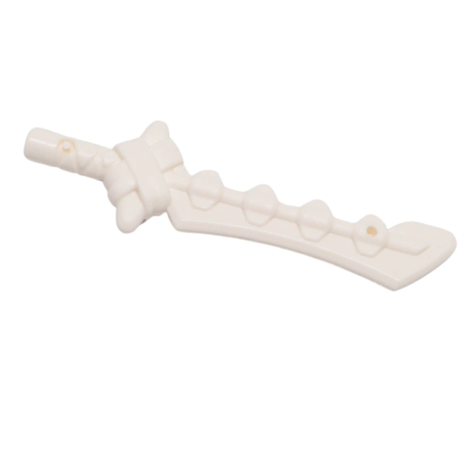 White LEGO bone sword minifigure weapon with curved blade and raised bone details