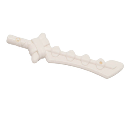 White LEGO bone sword minifigure weapon with curved blade and raised bone details