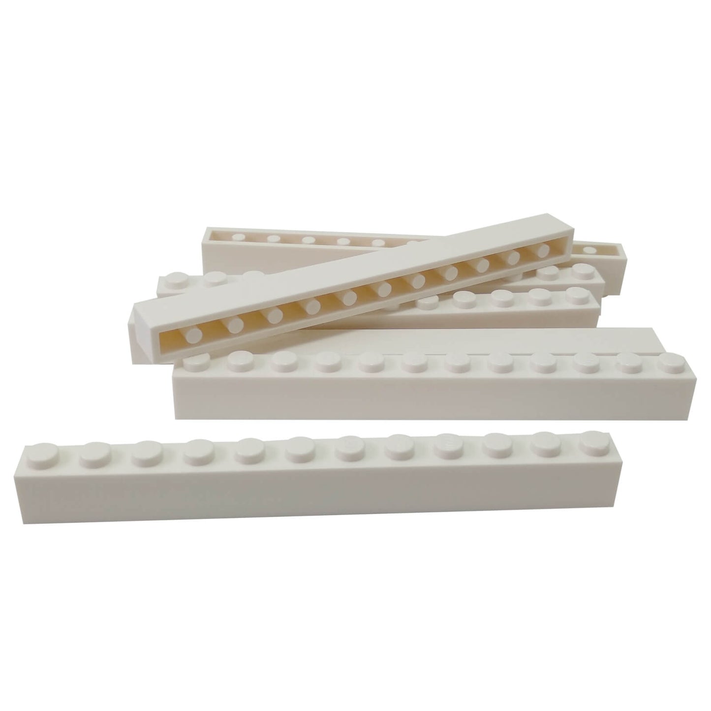White brick 1 x 12 part 6112, long rectangular building brick for walls, beams and structural builds
