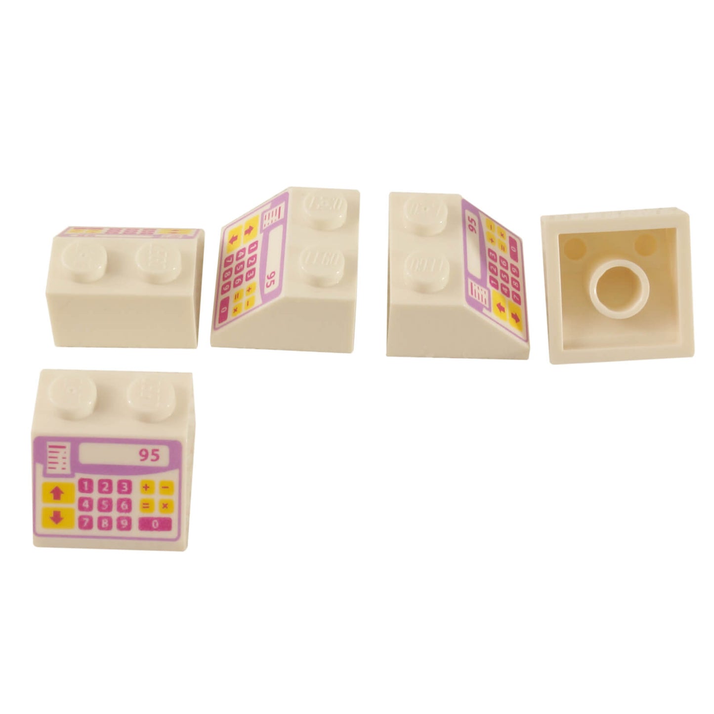 LEGO® white 45° 2 × 2 slope with printed cash register and point-of-sale keypad