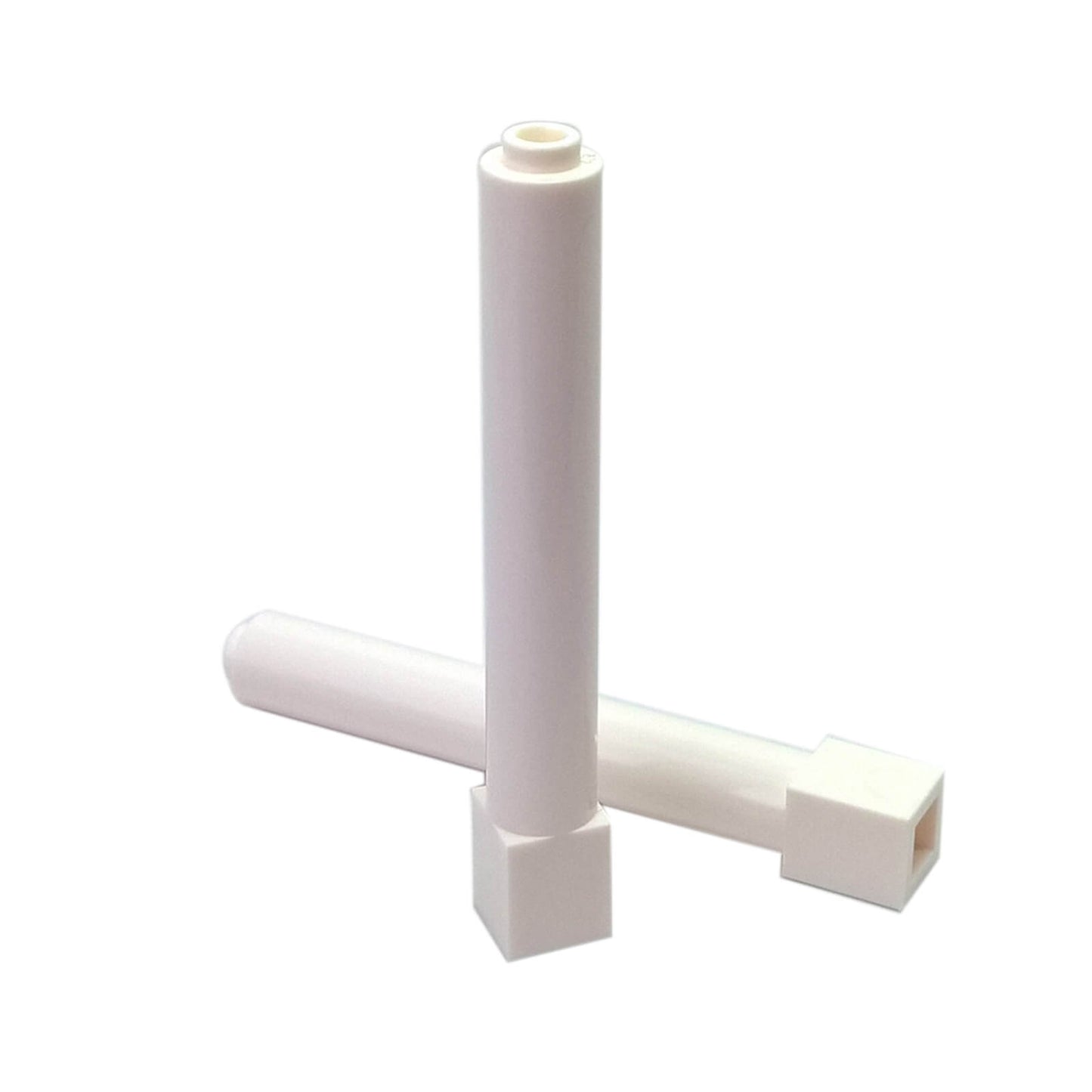 White solid pillar support 1x1x6, tall rectangular column piece for structural support and detailing.
