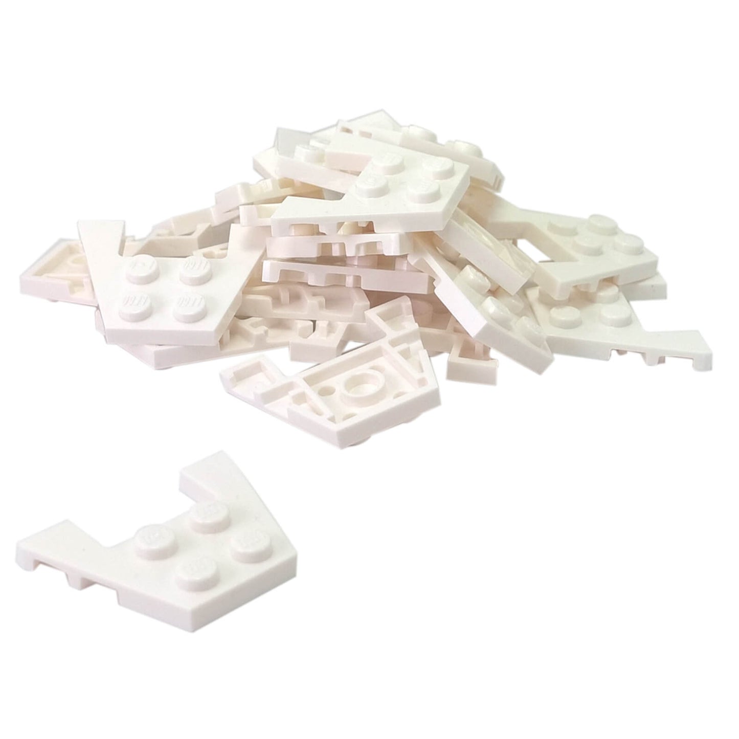 Blanco placa cuña 3 x 4 con muescas para studs, pieza de placa angulada para dar forma a vehículos, techos y construcciones detalladas
