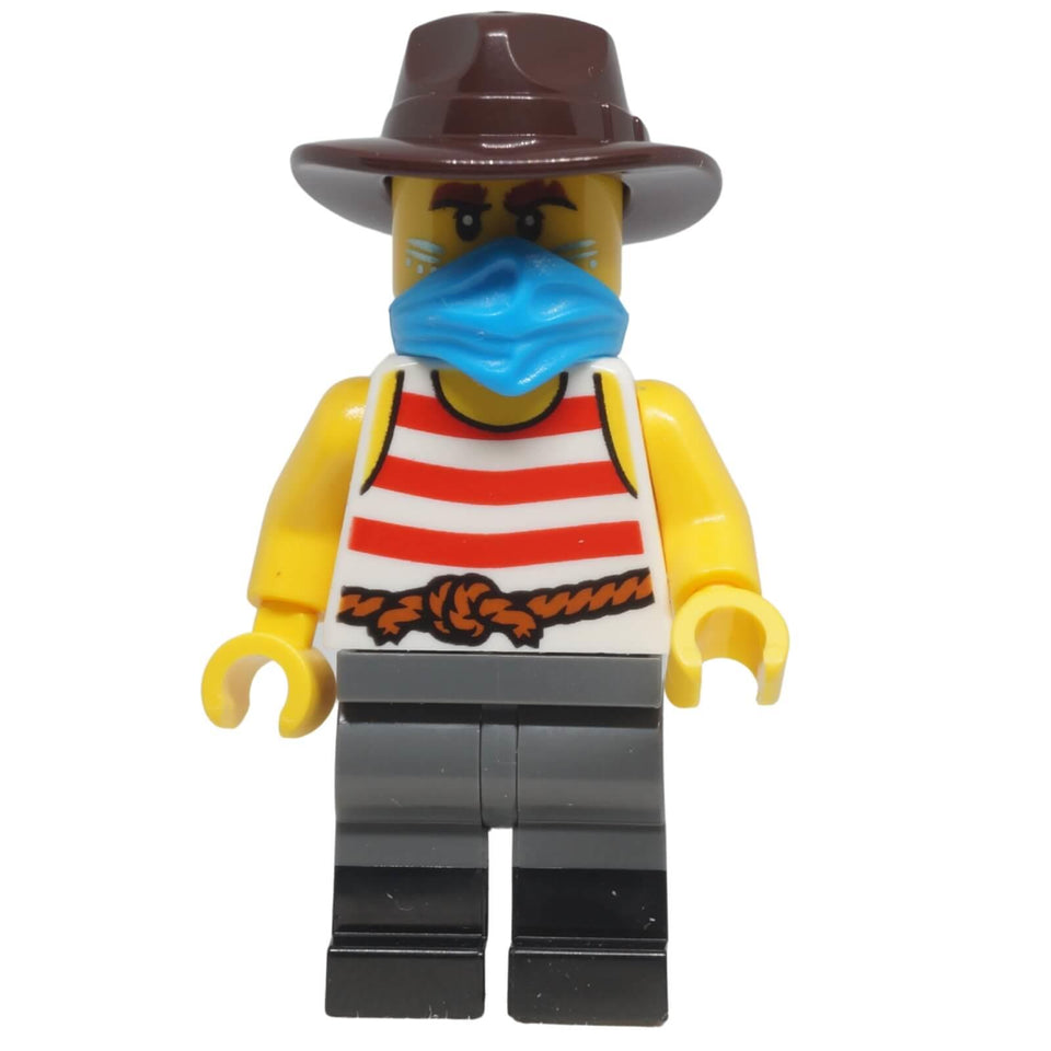 LEGO Wild West Train Bandit Minifigure bdp194 with fedora and blue bandana
