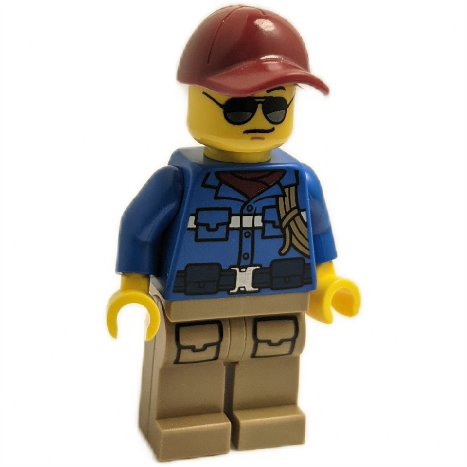 LEGO Wildlife Rescue Ranger cty1303 with red cap and sunglasses.