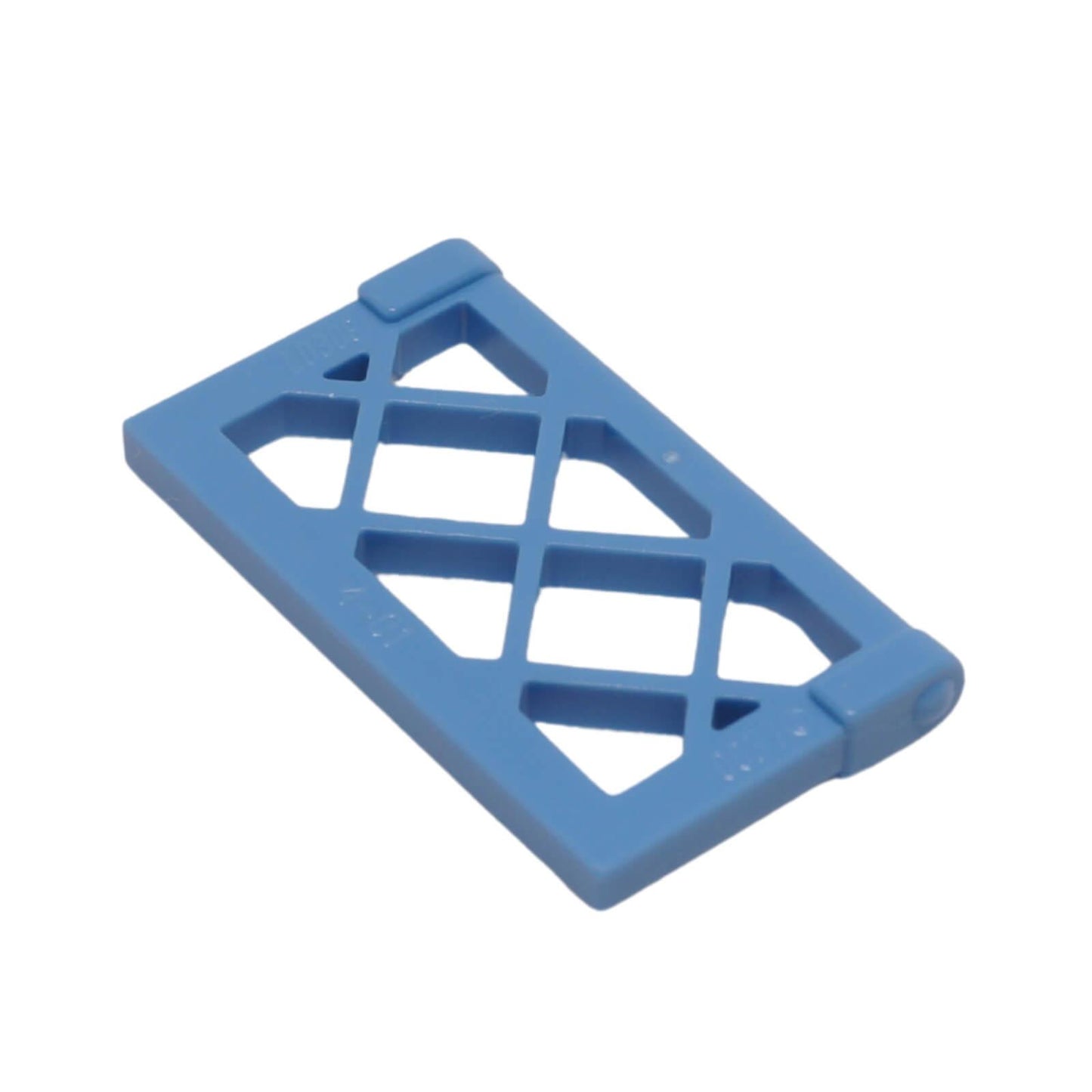 Medium blue Window Pane 1 x 2 x 3 with lattice grid pattern and thick side tabs, part 60607