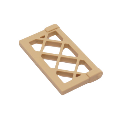 Tan Window Pane 1 x 2 x 3 with lattice grid pattern and thick side tabs, part 60607