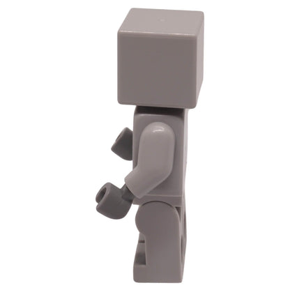 LEGO Minecraft Wolf Skin minifigure with a pixelated wolf-themed head and gray survival outfit, side view.