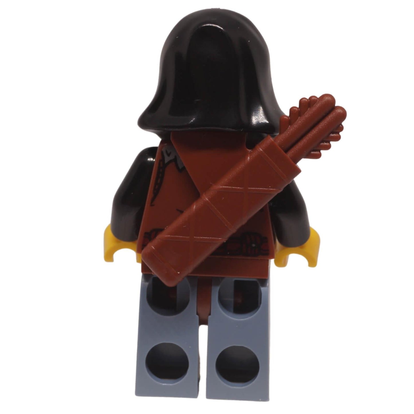 LEGO Wolfpack female minifigure bdp281 black hood quiver wolf emblem, back profile
