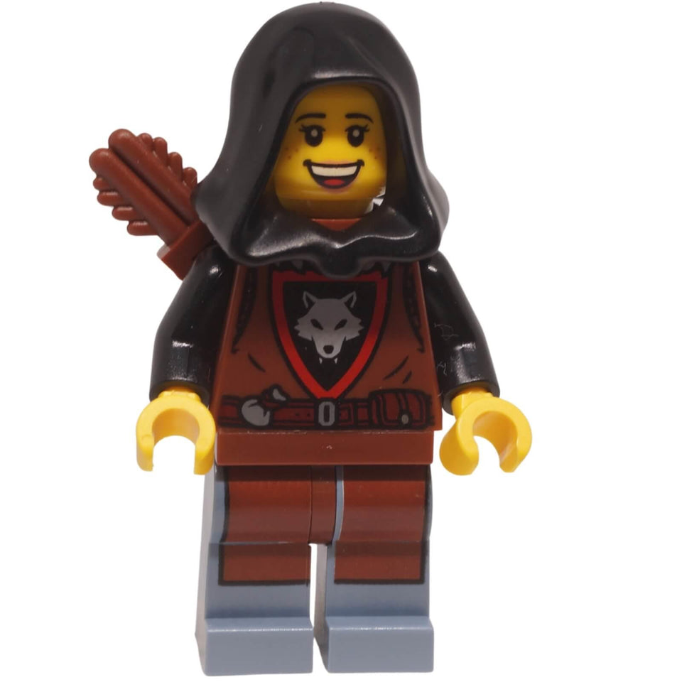 LEGO Wolfpack female minifigure bdp281 black hood quiver wolf emblem