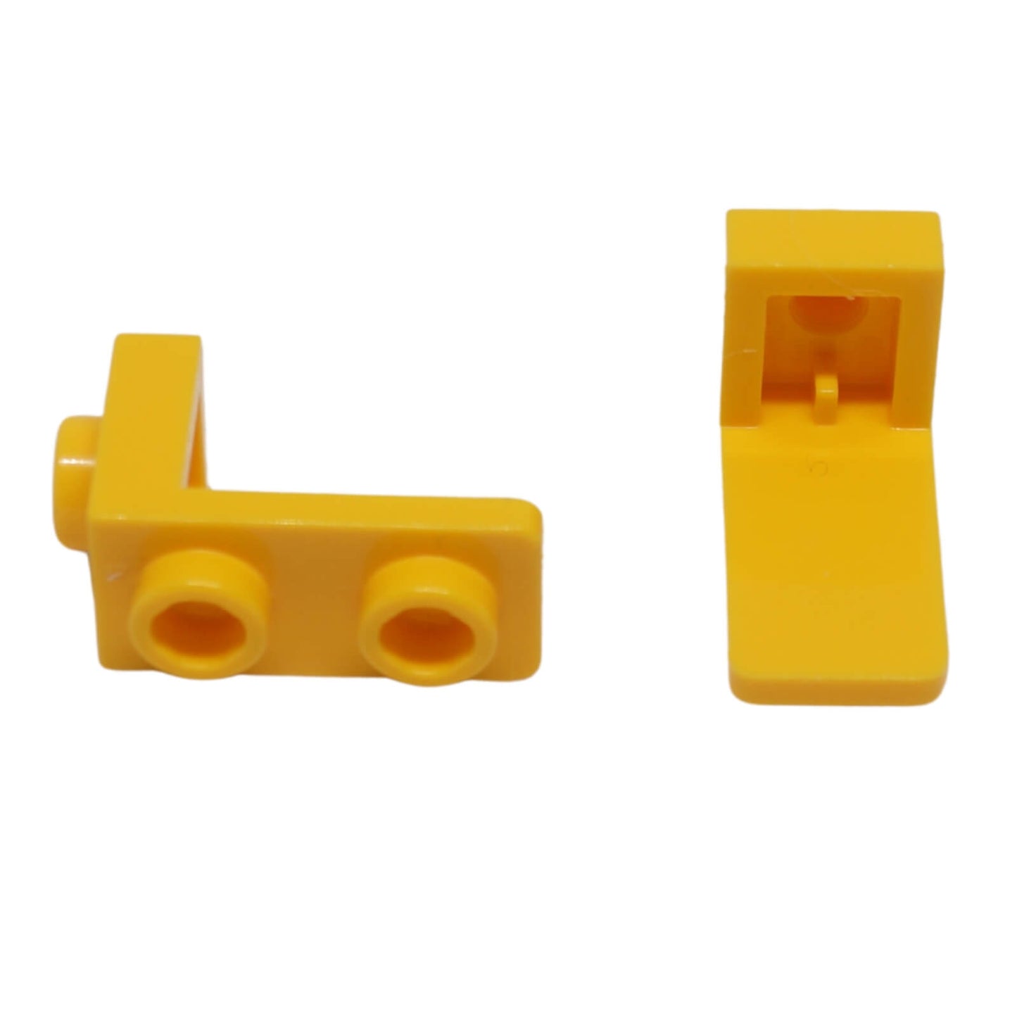 yellow bracket 1 x 1 to 1 x 2 building part with side stud connection for detailed builds

