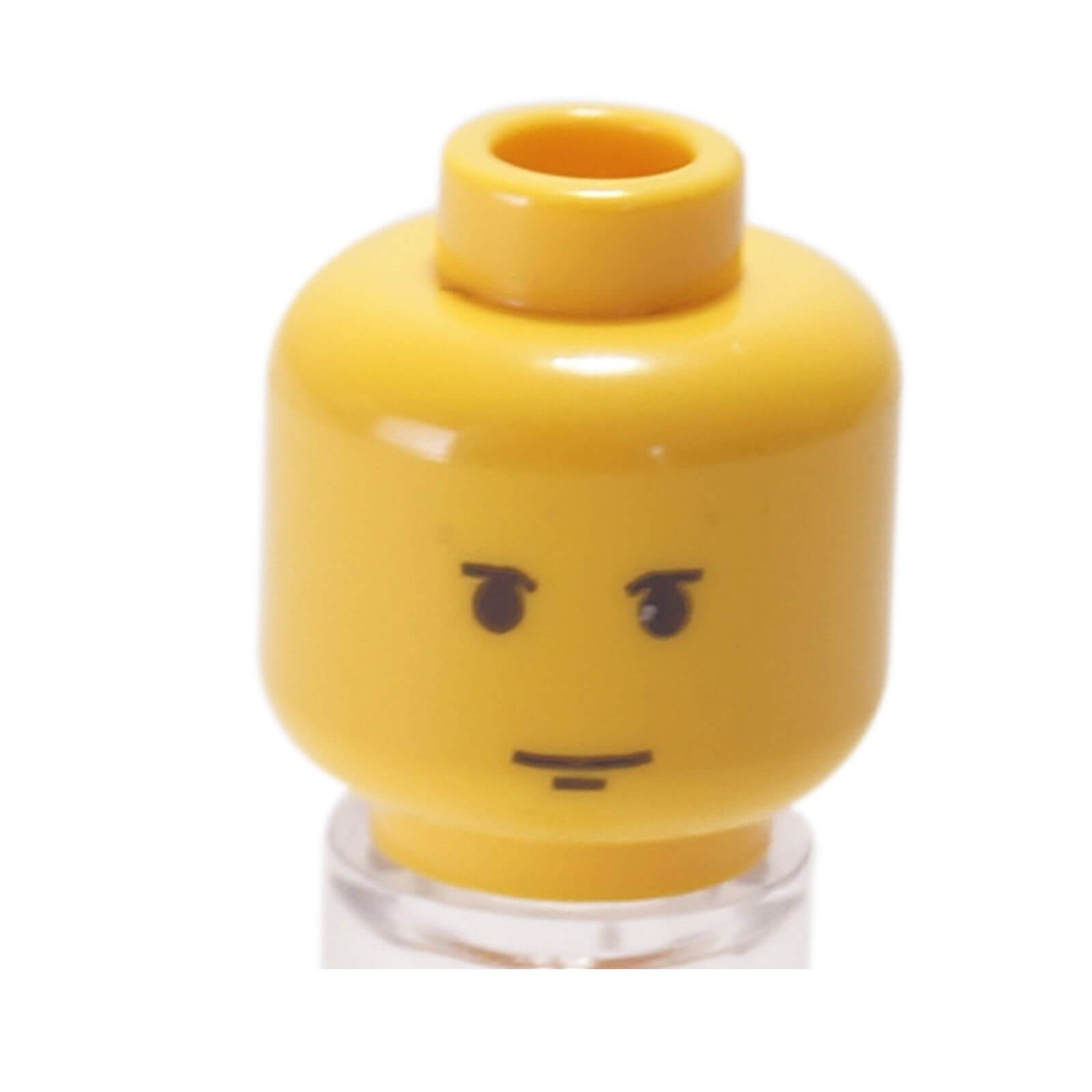 LEGO yellow minifigure head with small black eyebrows and chin dimple part 3626bps3