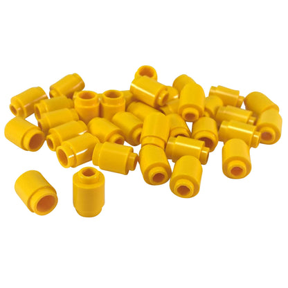 Yellow round 1 x 1 brick part 3062 with cylindrical shape for LEGO® building details and accents

