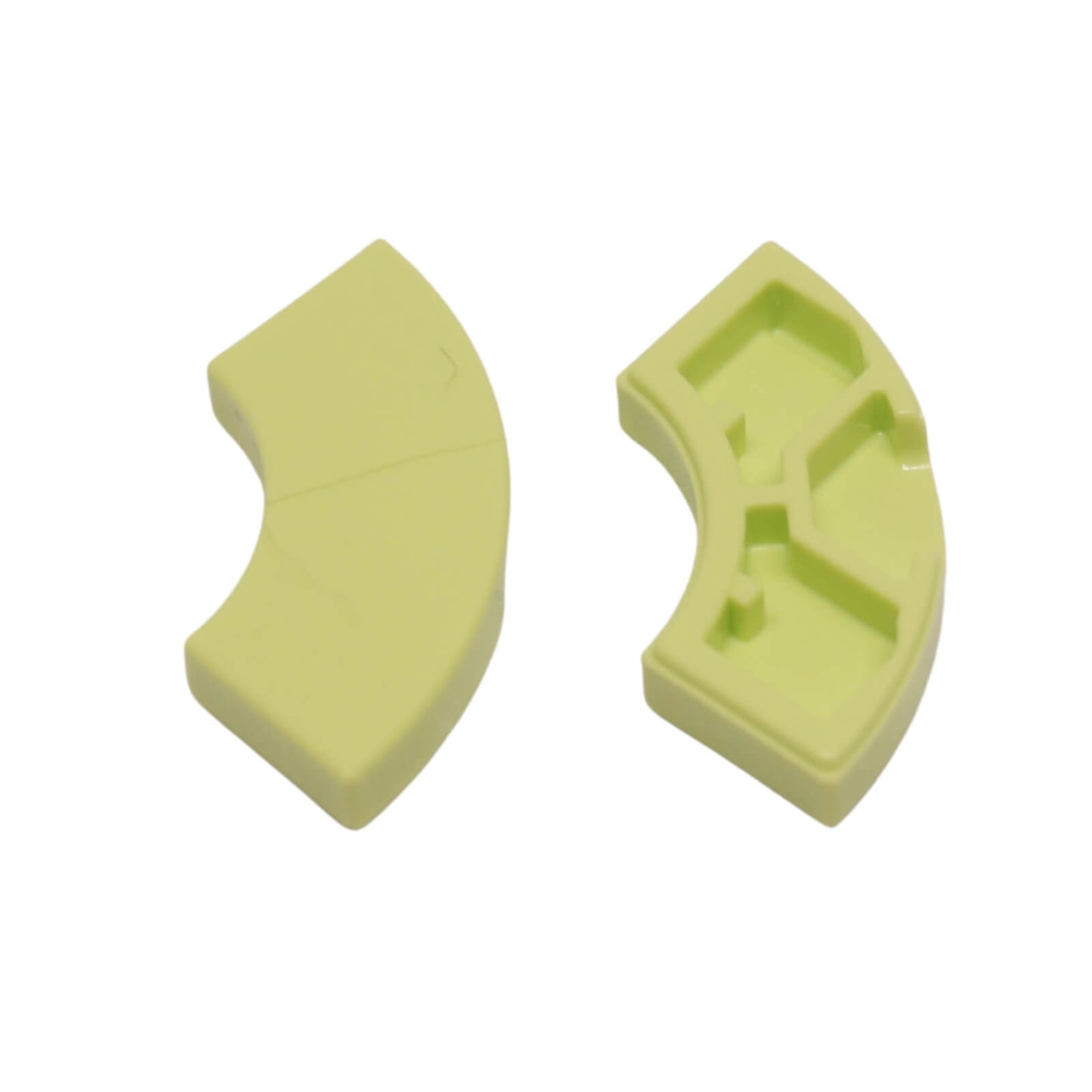 Yellowish green Tile round corner 2 x 2 macaroni for curved edges, smooth corners, and clean LEGO® builds

