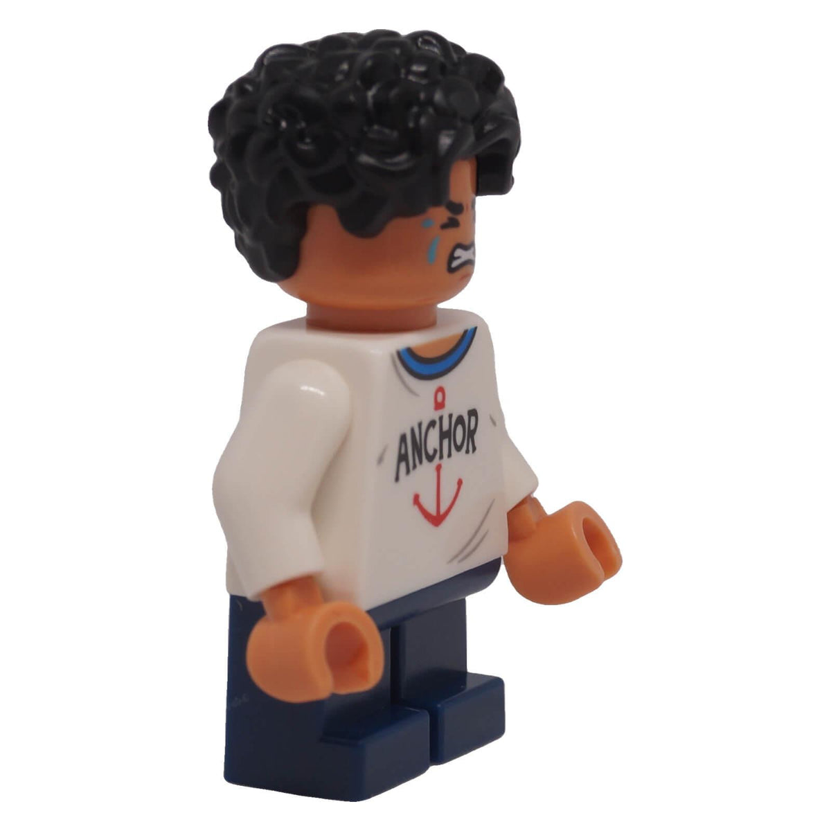 LEGO ONE PIECE young Monkey D. Luffy op003 angled view with anchor shirt