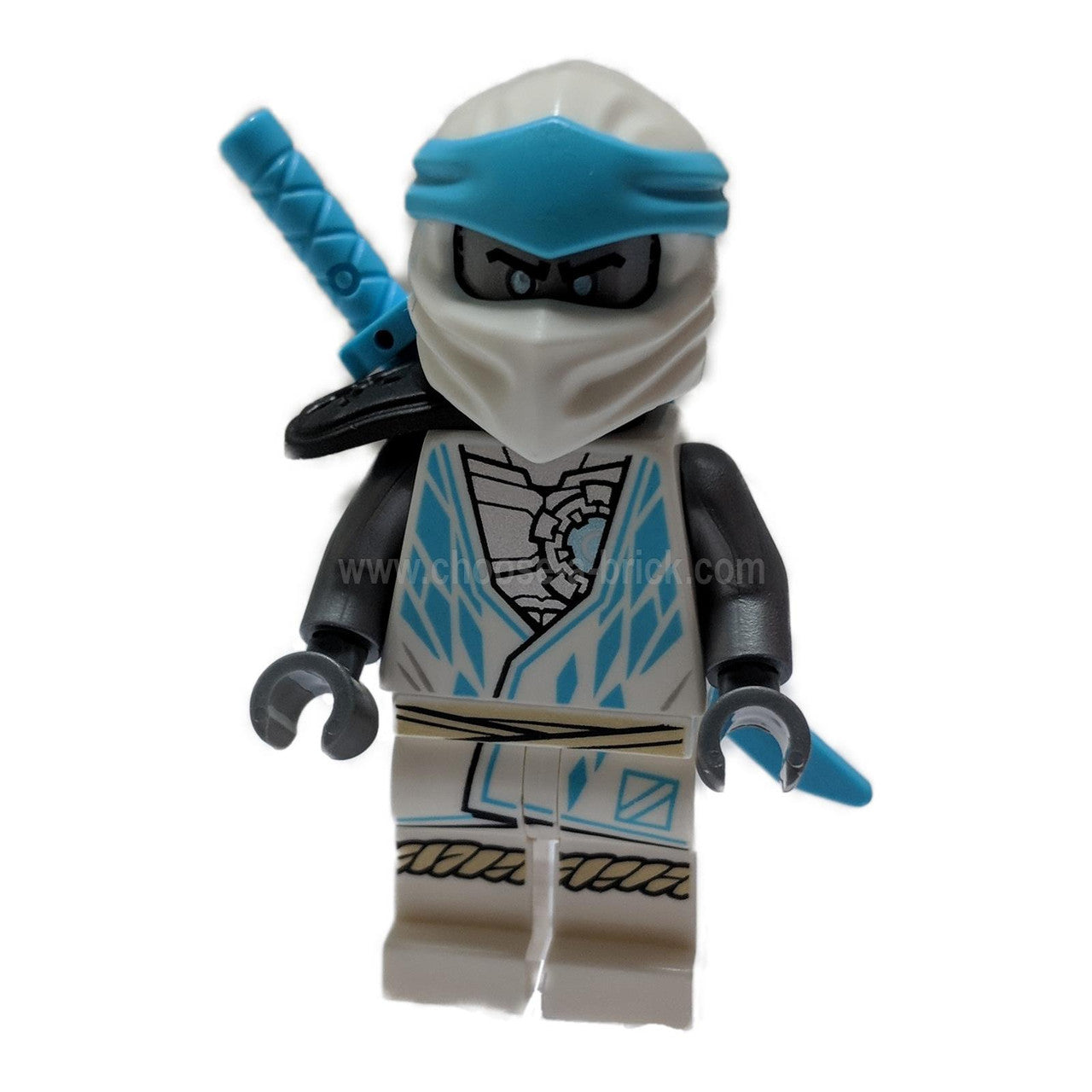 LEGO NINJAGO Zane Core minifigure white ninja suit shoulder pad azure sword accessory