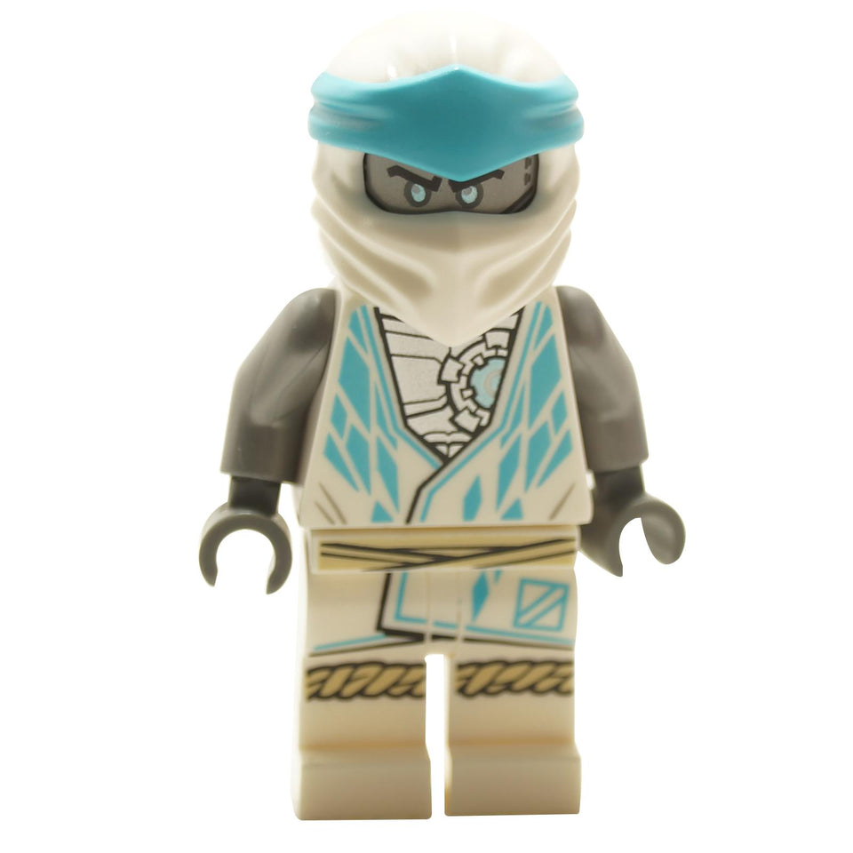 LEGO NINJAGO Zane Core minifigure njo0749 white light blue ninja suit front view