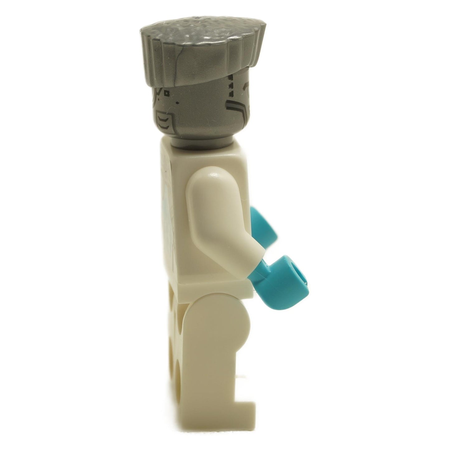 Side view of LEGO® Zane minifigure njo934 from NINJAGO Dragons Rising showing detailed ninja armor and mechanical ice ninja design
